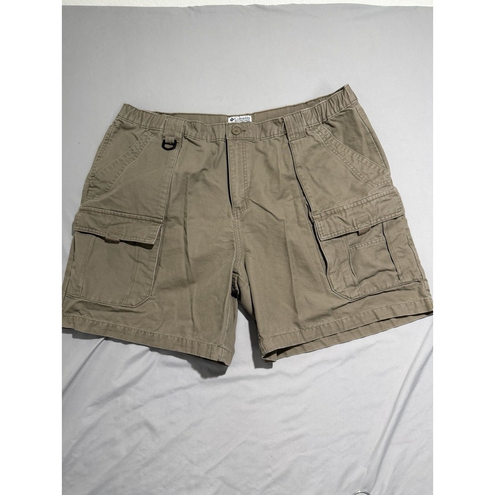 Columbia sportswear khaki cargo pocket cotton shorts, men's 2x